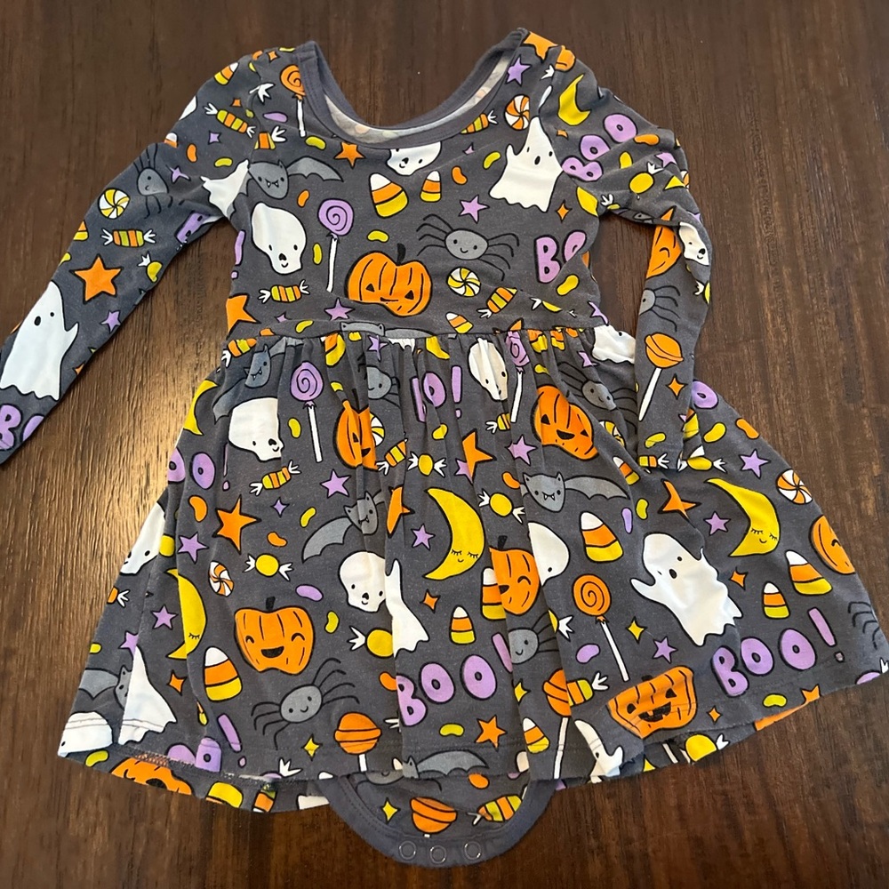 Little Sleepies Hey Boo Twirl Dress with Bodysuit, 18-24 months